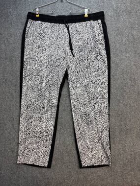 Banana Republic Women's XL Black White Gray Printed Pull On Drawstring Pants NWT